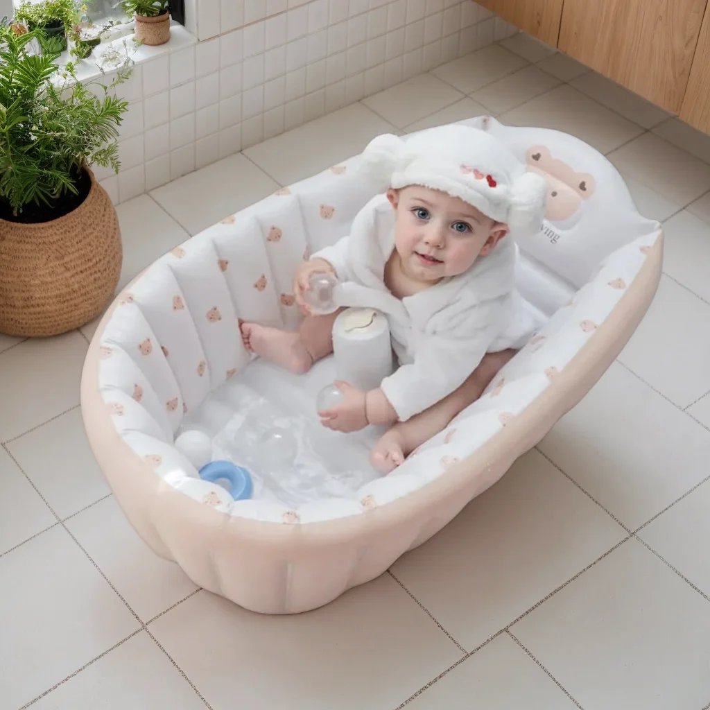 Bañera inflable portátil para bebé, bañera de viaje antideslizante, Mini piscina de aire, bañera de ducha plegable gruesa para niño - imagen 2