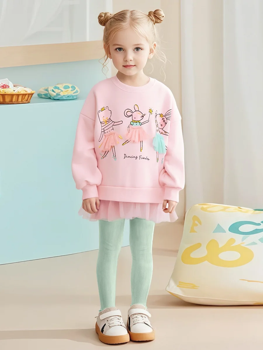 Conjunto de ropa para niñas, sudadera rosa de manga larga y Legging verde, conjunto bonito de otoño para niños de 2 a 7 años, 2 uds. - imagen 3
