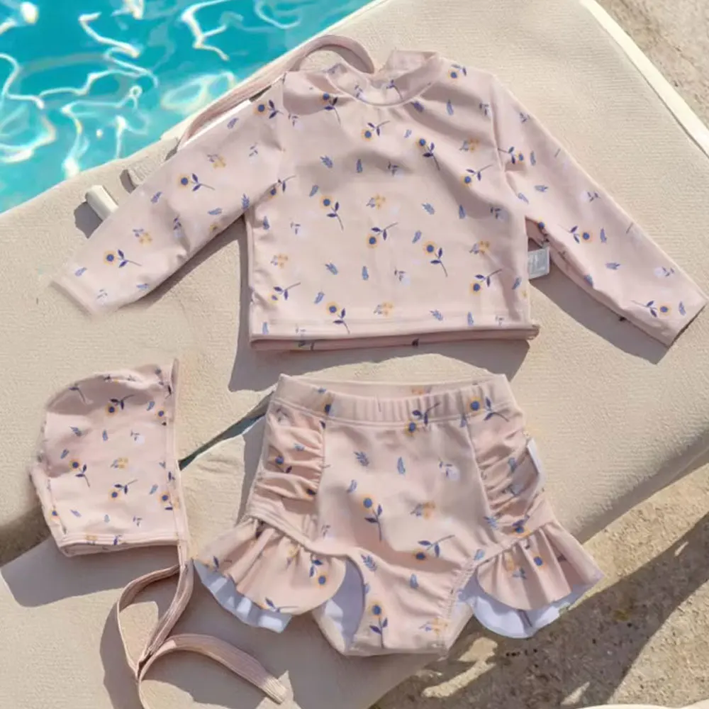 Traje de baño dos piezas estampado para niña – Natación manga larga - imagen 2