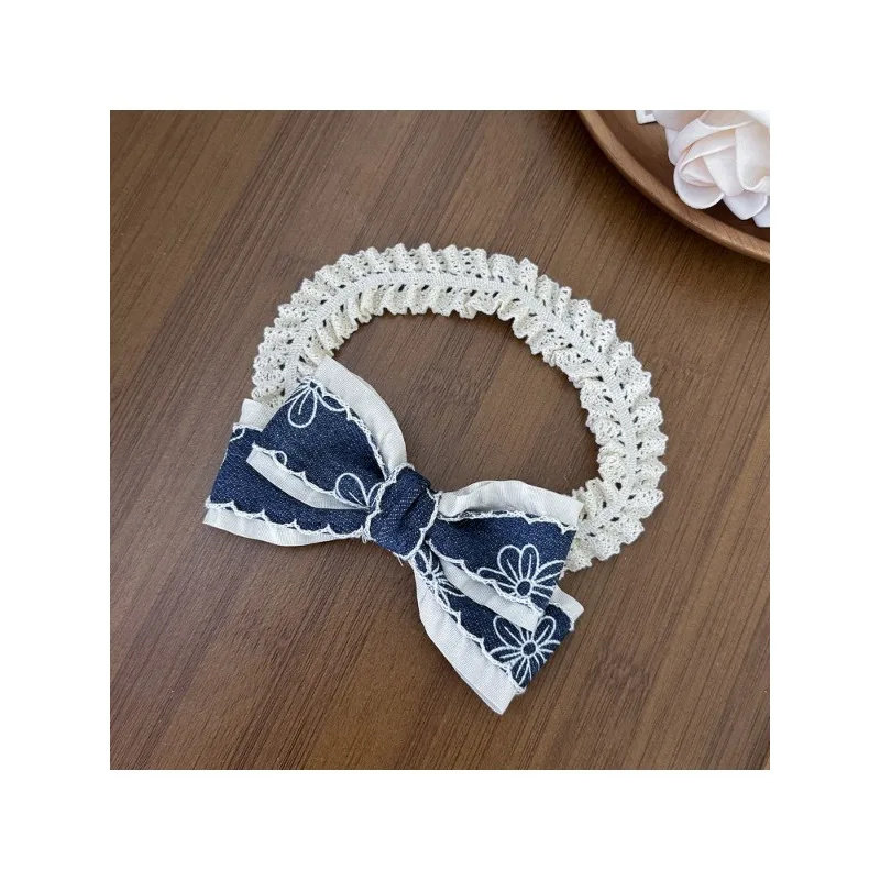 Diadema bebé mezclilla lazo floral para niñas – Protege fontanela - imagen 3