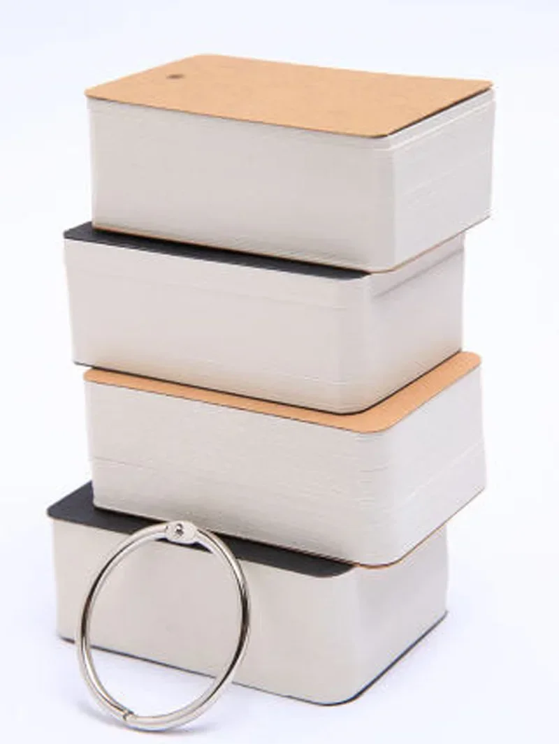 100 hojas de tarjetas flash en blanco de papel Kraft con anillos de carpeta, libretas en espiral, Mini cuadernos para niños, tarjetas de estudio, libro de papelería Kawaii - imagen 2