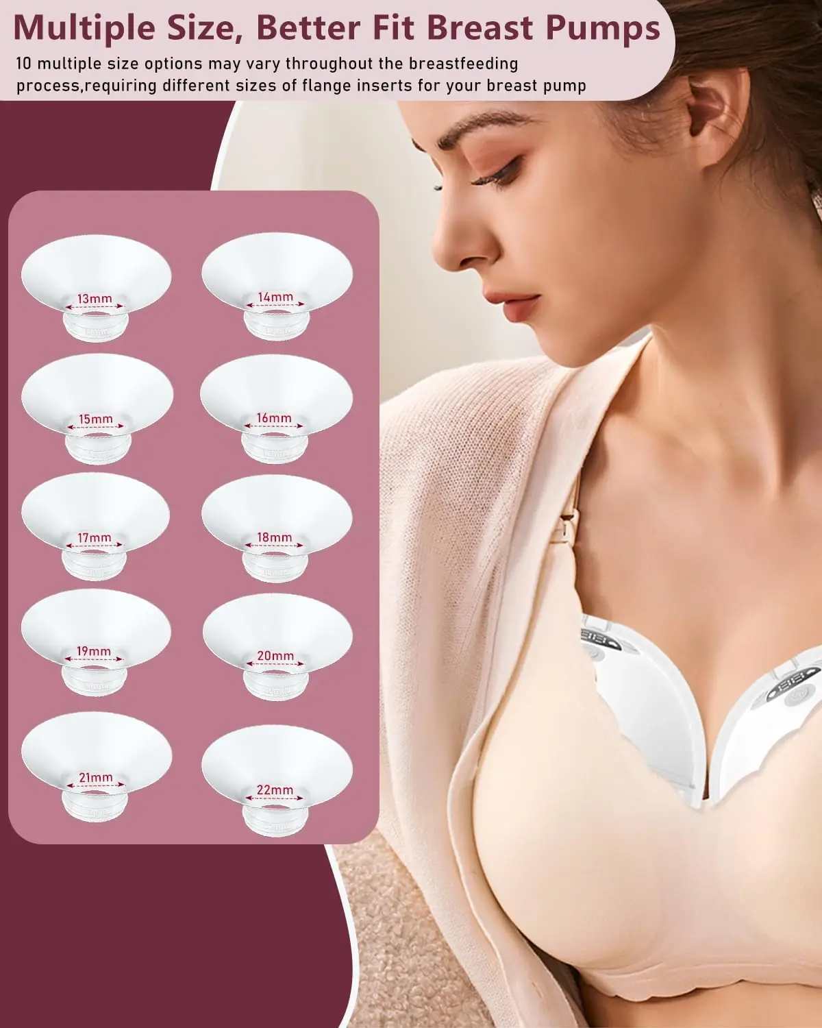 Inserto de brida compatible con extractor leche Momcozy/Spectra/Medela/Elvie/NCVI/TSRETE/eufy/Lansinoh/XIMYRA Protectores/flanges 24 mm - imagen 3