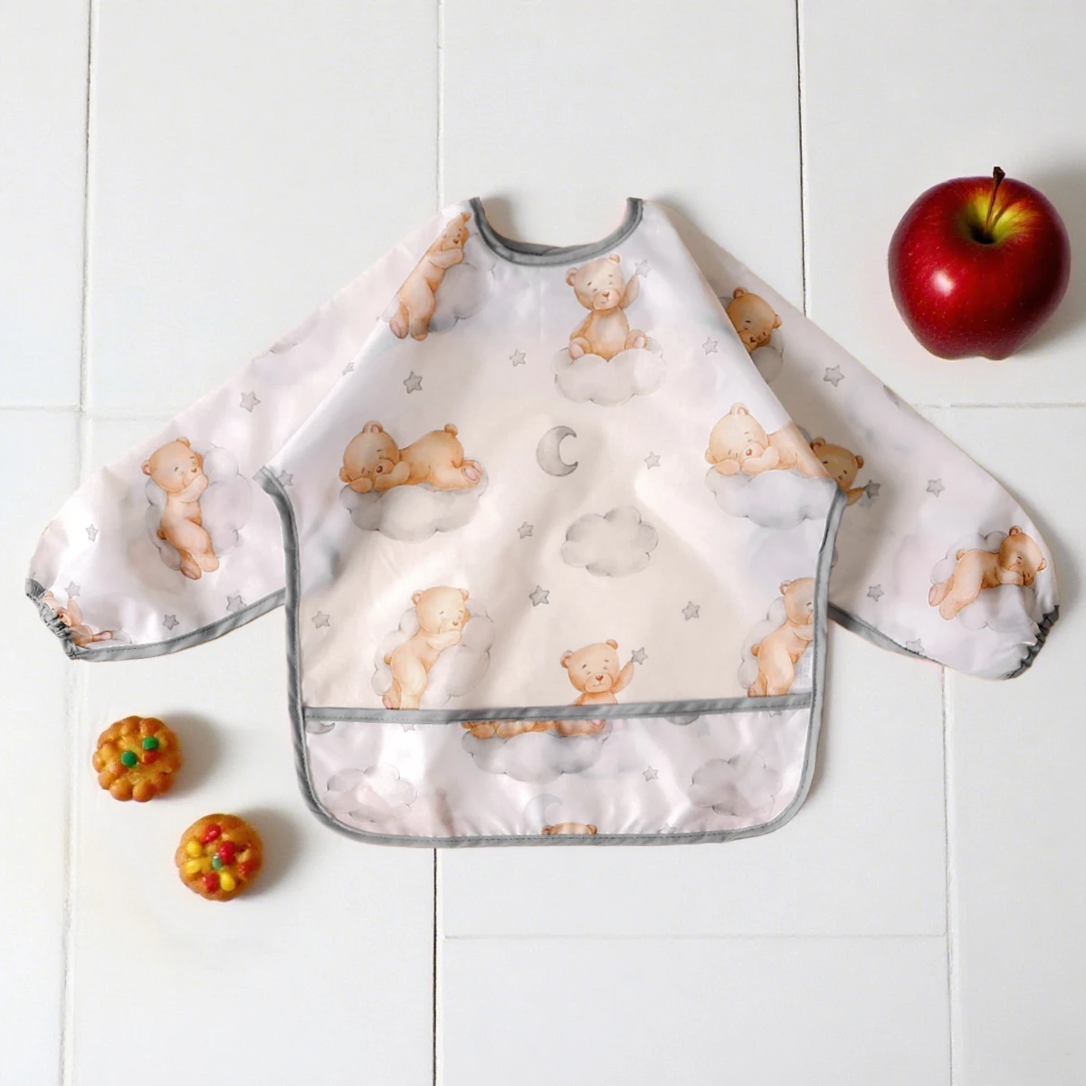 Baberos de alimentación impermeables Elinfant, babero de manga larga de dibujos animados para bebés pequeños, delantales de tela suave con estampado animal para eructar para bebés