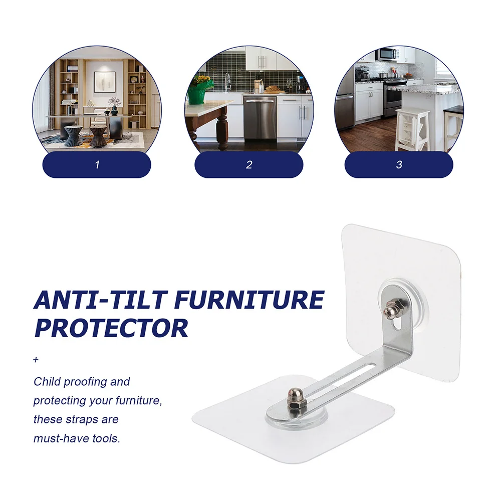 Anclajes antipunta para muebles, soporte de pared adhesivo resistente para gabinete, estantería, tocador, estante, seguridad a prueba de niños, 6 uds. - imagen 5