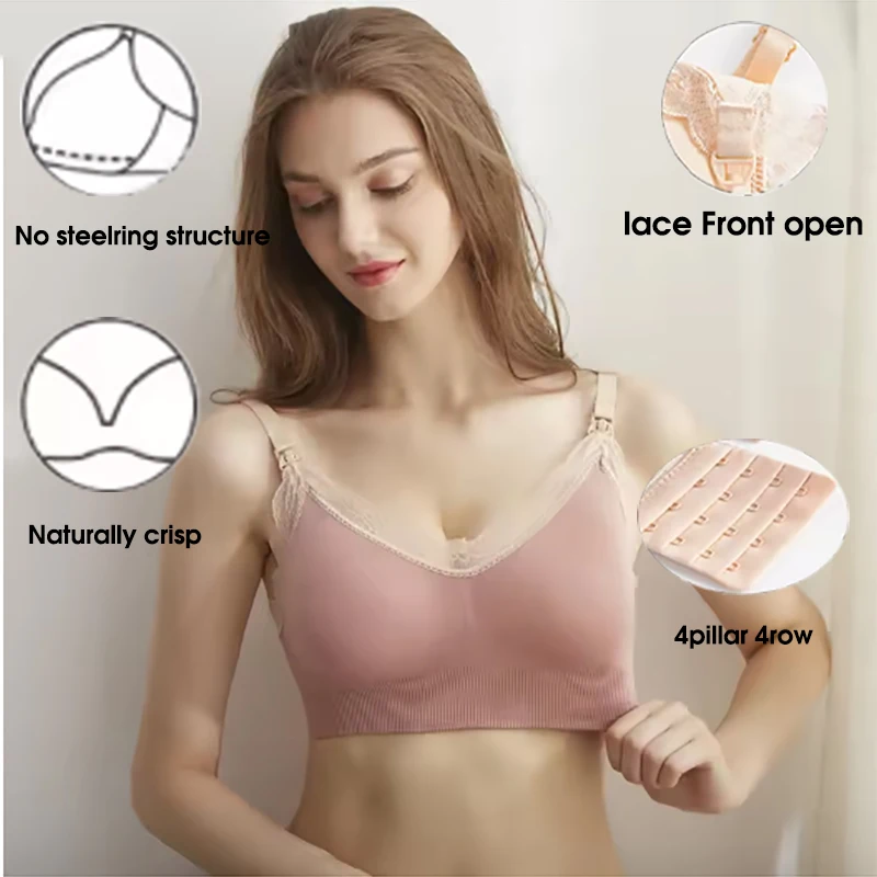 Sujetador tejido sin costuras 3D, cómodo, sin anillos de acero, ajuste recto Natural, artesanía fina, práctico botón de lactancia