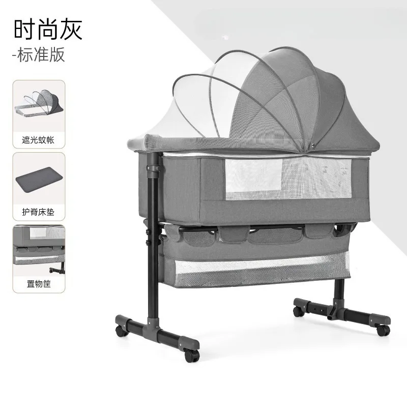 Cuna de bebé portátil plegable multifuncional altura ajustable BB cama recién nacido empalme cama grande cuna de bebé - imagen 4