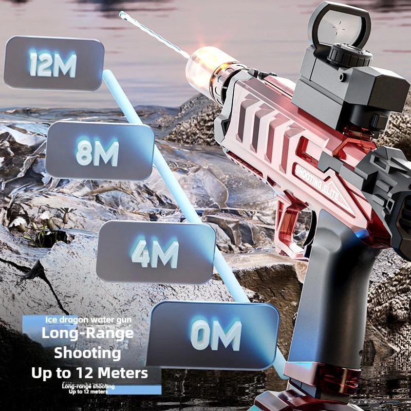 Pistola de agua eléctrica de alta presión con efecto de llama simulada, disparo continuo automático, juguete de piscina al aire libre de verano para niños y adultos - imagen 4