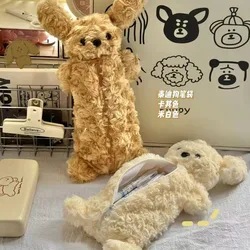 Estuche infantil de felpa suave con cremallera para lápices