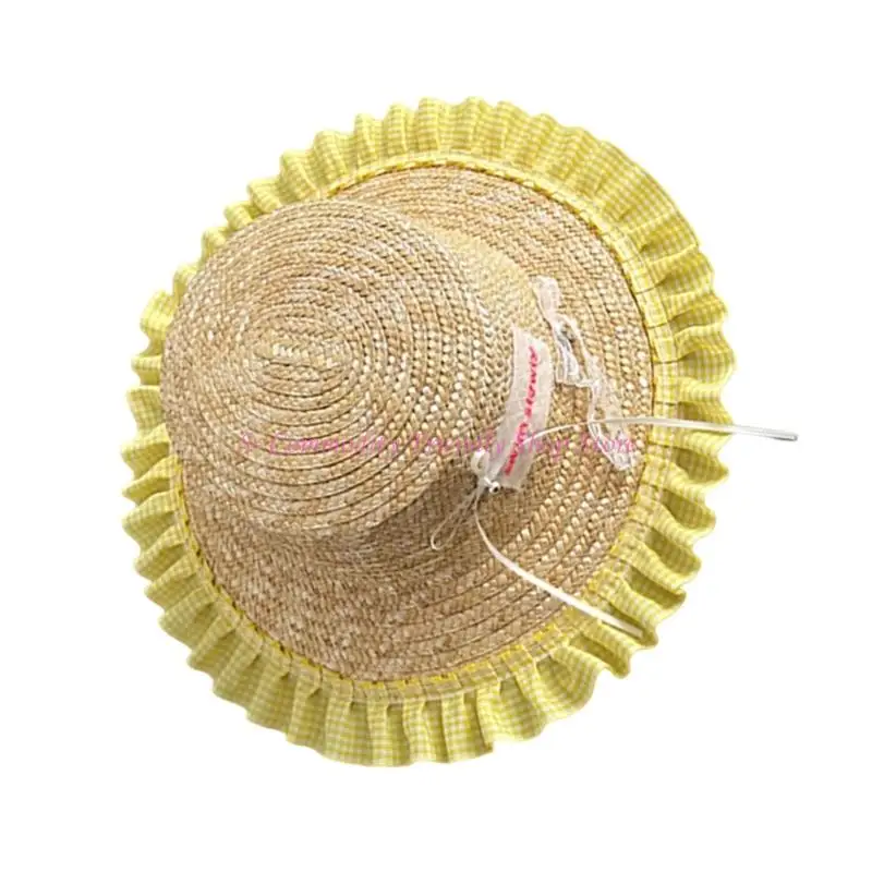 85AE Precioso sombrero único para niños, elegante sombrero cubo ajustable con borde con volantes y decoración lazo - imagen 3