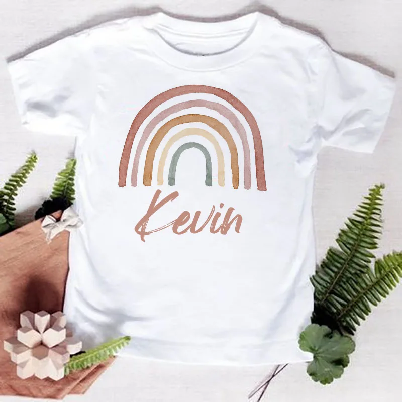 Camiseta personalizada de arcoíris con nombre para niños y niñas, ropa personalizada para niños, camisetas para bebés, camisetas para niños pequeños - imagen 5