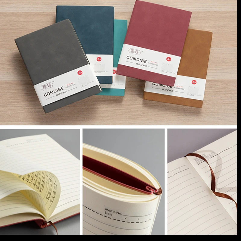 Bloc de notas de Pu de negocios A5 A6, 80 hojas, cuaderno estacionario de piel de oveja para estudiantes, cuaderno planificador diario forrado, diario - imagen 2