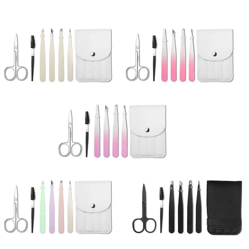 Punta de boca oblicua multiusos colorida, 6 unids/bolsa, alicates para cejas, depilación facial, depilación, pinzas para cejas, maquillaje - imagen 4