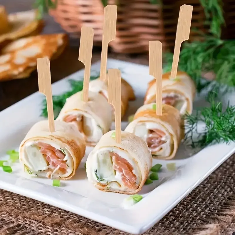 Brochetas de bambú natural para barbacoa – Pinchos desechables - imagen 3
