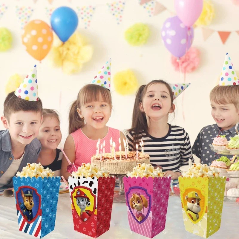 12 Uds. De cajas de papel para dulces de la Patrulla Canina, caja de palomitas de maíz, suministros para fiestas, cajas de palomitas de maíz puras, aperitivos, bañera de comida, suministros para festivales para niños - imagen 4