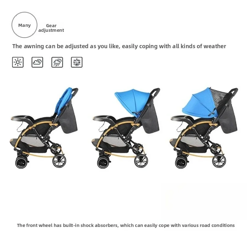 Nuevo cochecito de bebé multifuncional, empuje bidireccional, respaldo de asiento ajustable, modo de mecedora conmutable, cochecito de bebé portátil - imagen 5