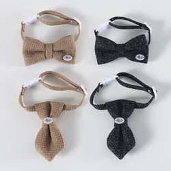 Collar de lino ajustable para perro y gato con pajarita transpirable
