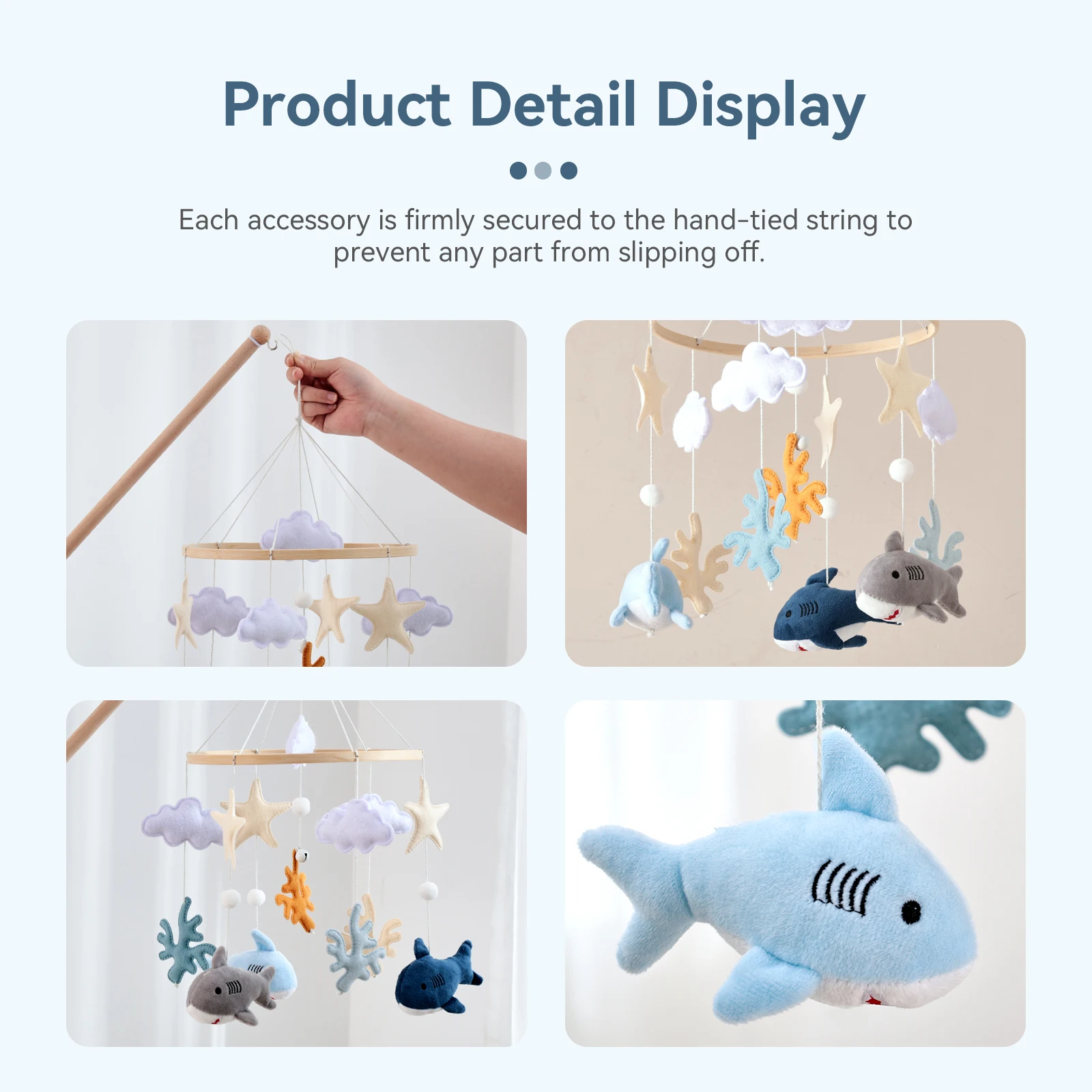 Campana de madera móvil para cuna de bebé, móvil para cuna de animales con música para niñas y niños, móvil para decoración de habitación de Moisés - imagen 4