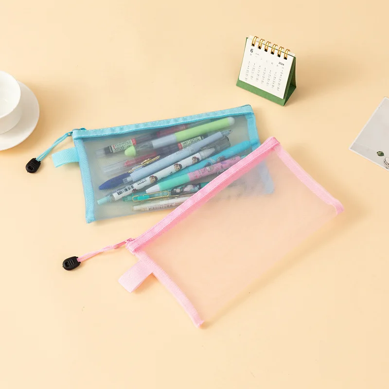 Bolsa de malla con cremallera A6 para documentos, bolsas de archivo impermeables con cremallera, bolsas de plástico para lápices, organización del aula - imagen 4