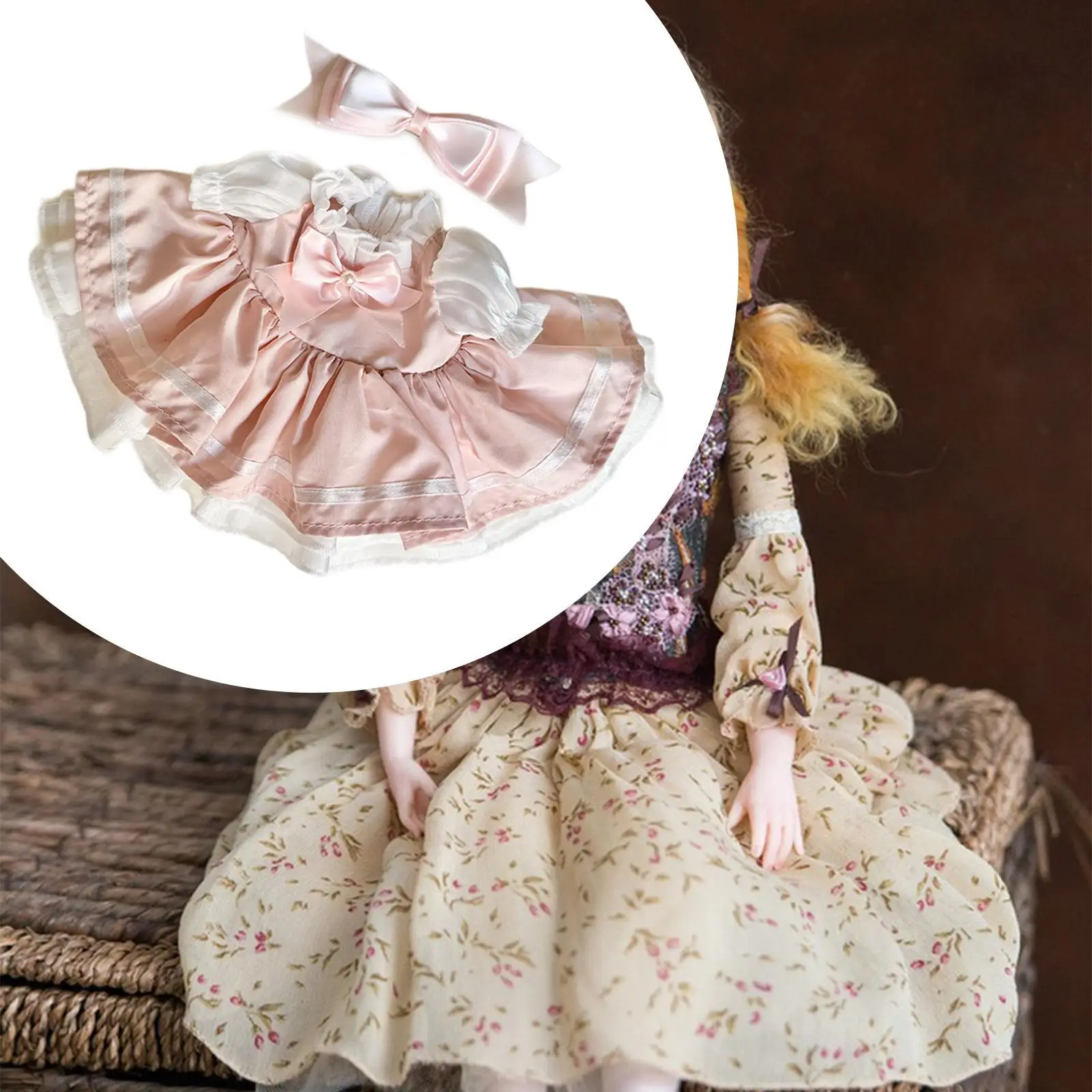 2Pcs Dolls Dress Suit Doll Dress up Cute, DIY Doll Toy Costume with Headdress for 38cm Plush Doll Girls Dolls Halloween Gifts