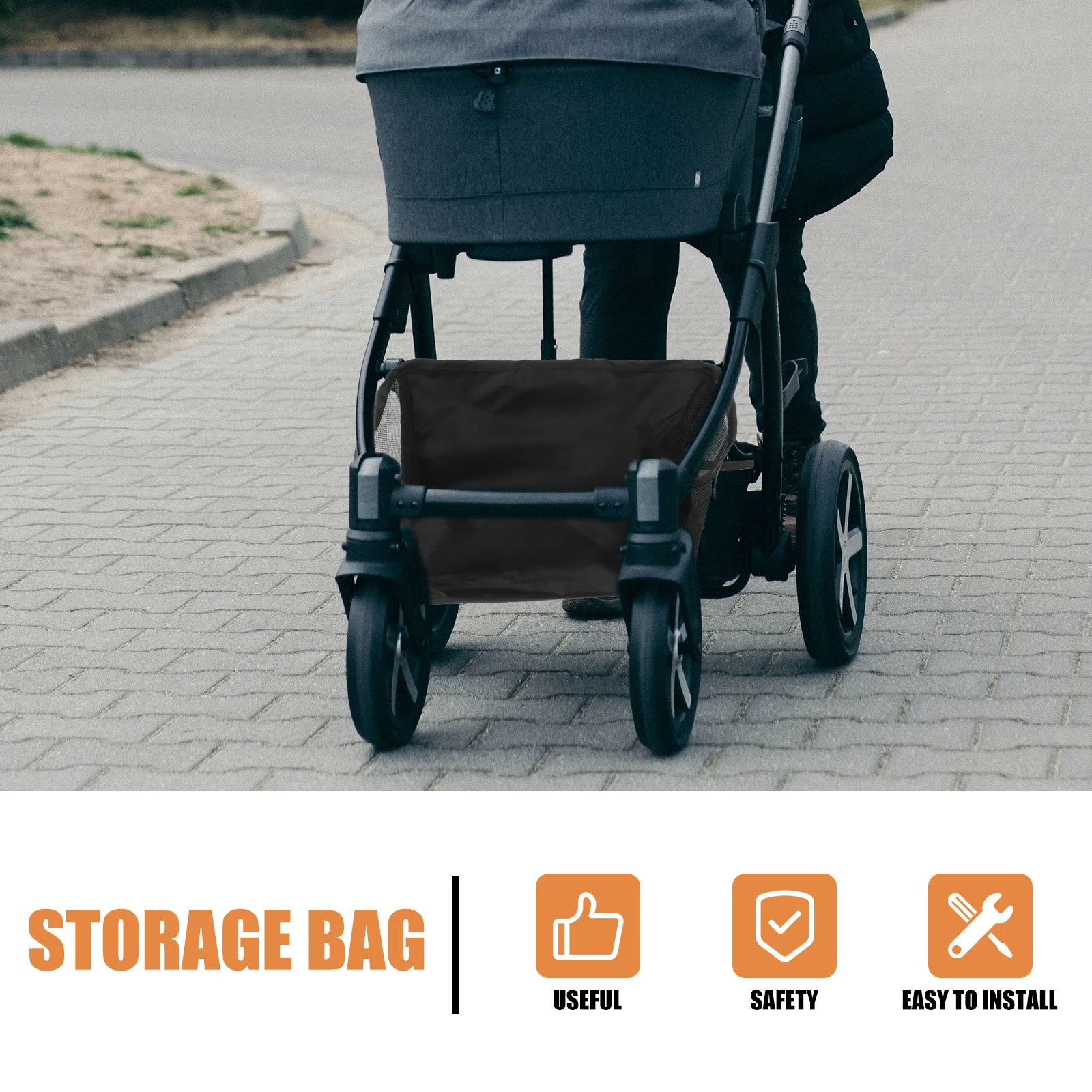 Cesta inferior para cochecito de bebé, bolsa organizadora de almacenamiento resistente multiusos para pañales, botella de leche, uso de compras de viaje - imagen 2