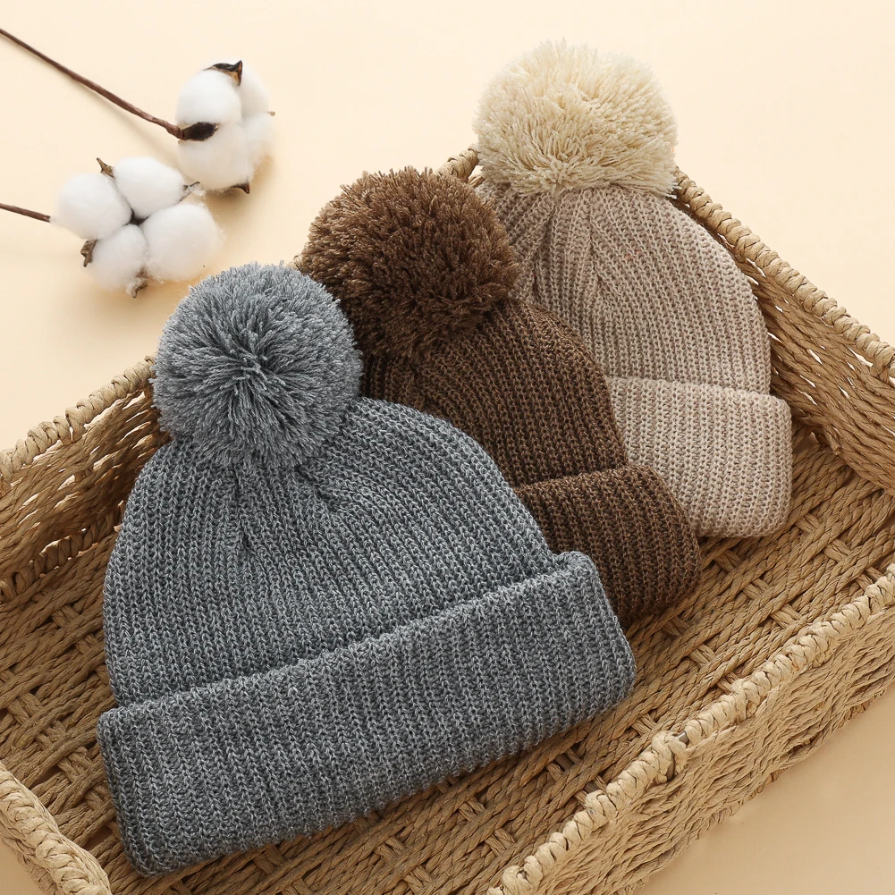 Gorro de punto con pompón para bebé – Cálido y suave para invierno - imagen 5