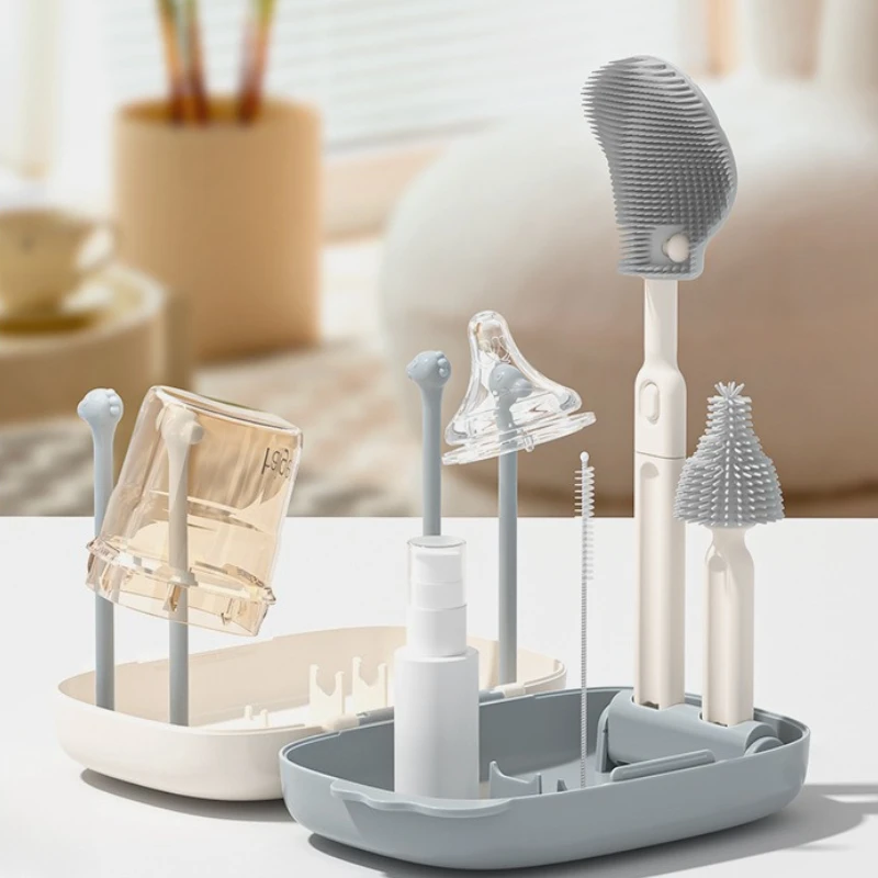 Juego de cepillos de limpieza de biberones portátil, caja de almacenamiento de viaje con cepillo de doble cara, 360 °   Diseño de limpieza, ligero y fácil de usar - imagen 5