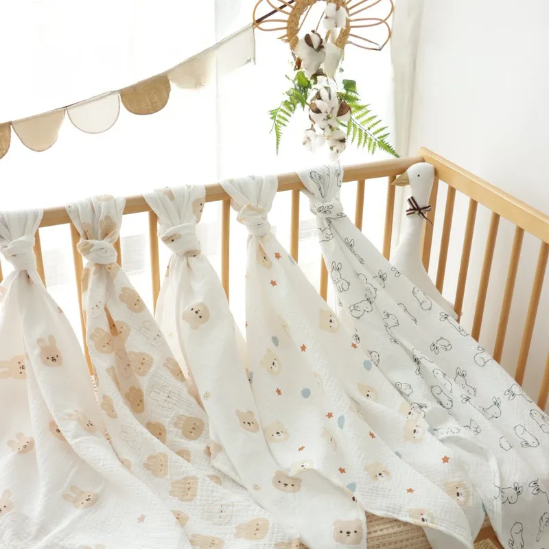 Mantas suaves para bebé recién nacido, ropa de cama de algodón con dibujos animados para las cuatro estaciones, 100x100cm - imagen 2