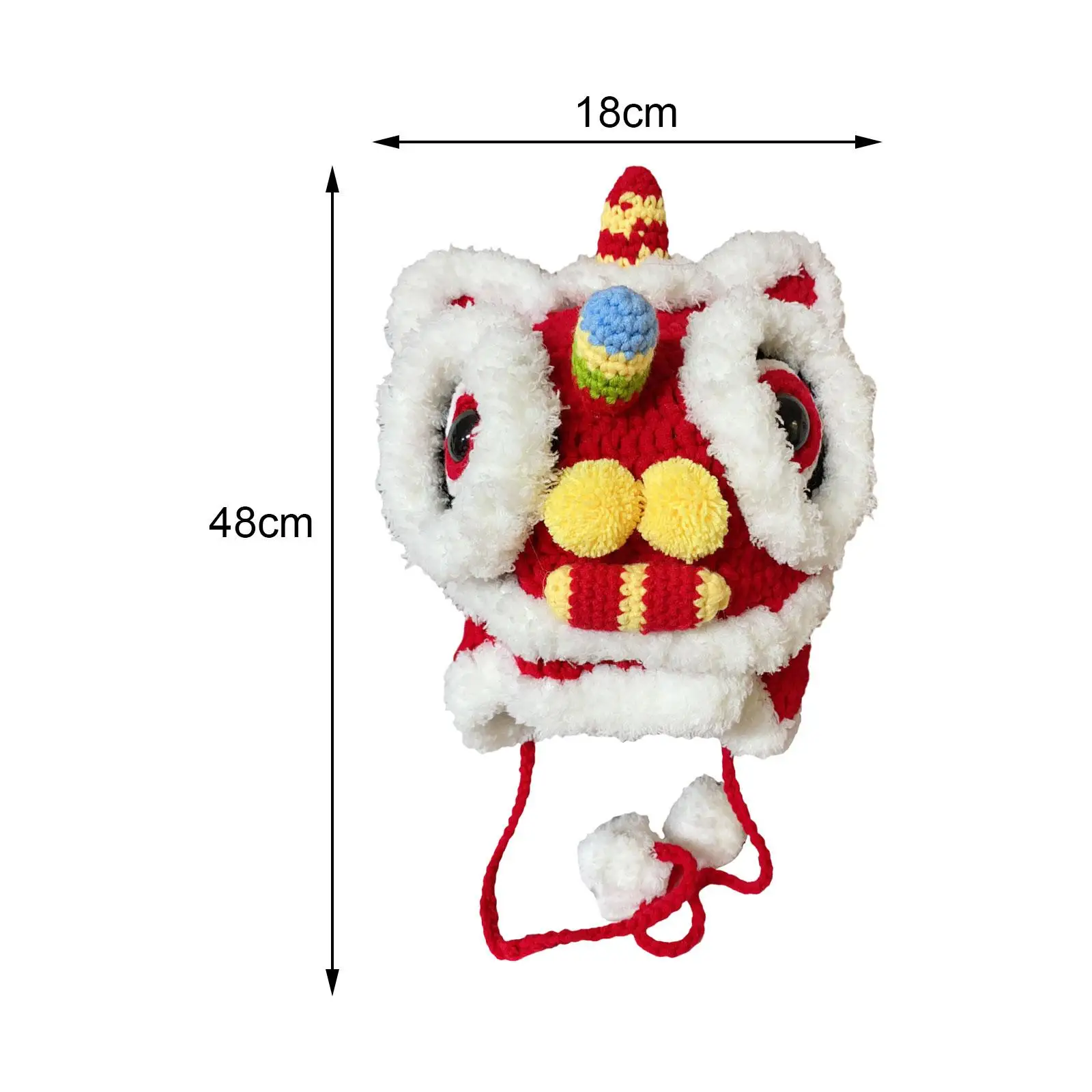 Cotton Hat Lion Dance Hat Cap Knit Hat Headgear Beanie Windproof Hood Soft Headwear Comfortable Winter Warm Hat Animal Hat