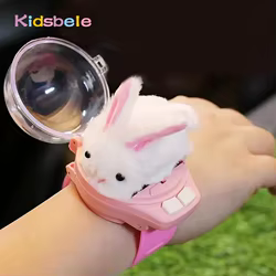 Reloj de coche con Control remoto de felpa, reloj eléctrico, lindo conejo, cangrejo, coche de juguete RC, reloj con carga USB