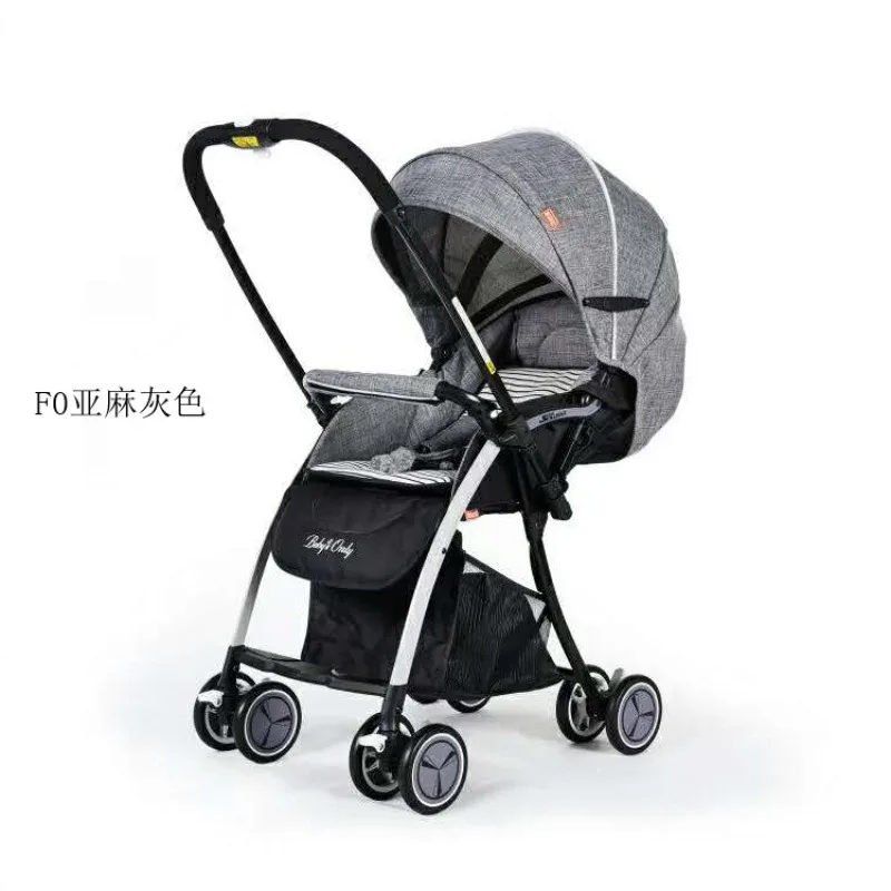 El cochecito de bebé de empuje bidireccional F0 puede sentarse y acostarse, cochecito ligero de cuatro ruedas para niños con paisaje alto