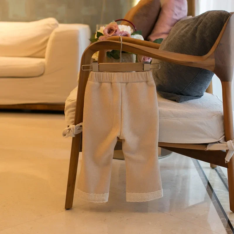 MILANCEL, nuevas mallas de otoño para niños, bonitos pantalones de encaje acolchados de lana para niñas, prendas de vestir gruesas, pantalones ajustados - imagen 4