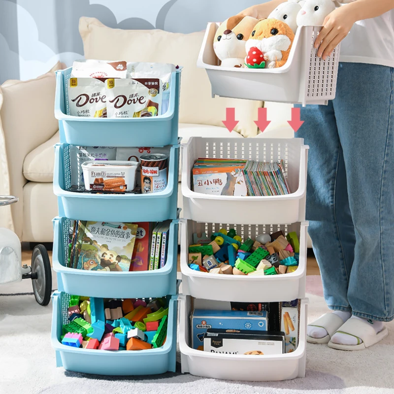 Estante de almacenamiento de juguetes para niños, gabinete de almacenamiento de libros para bebés, estantería para el hogar, estantería ilustrada, estante multicapa para aperitivos - imagen 5