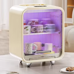 Esterilizador UV inteligente, limpiador de biberones de secado con aire caliente, gabinete de almacenamiento multifuncional, estante extraíble, diseño a prueba de fugas y polvo