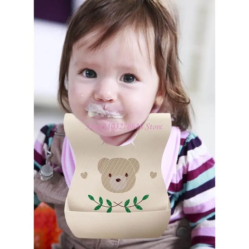 Babero no tejido para bebé R6FD, babero desechable hermético, cómodo, que ofrece limpieza rápida y fácil para bebés y niños - imagen 4