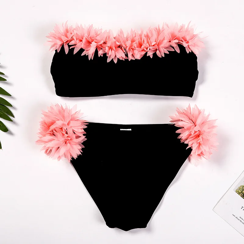 Bañador infantil de dos piezas con flores sin mangas para playa - imagen 2