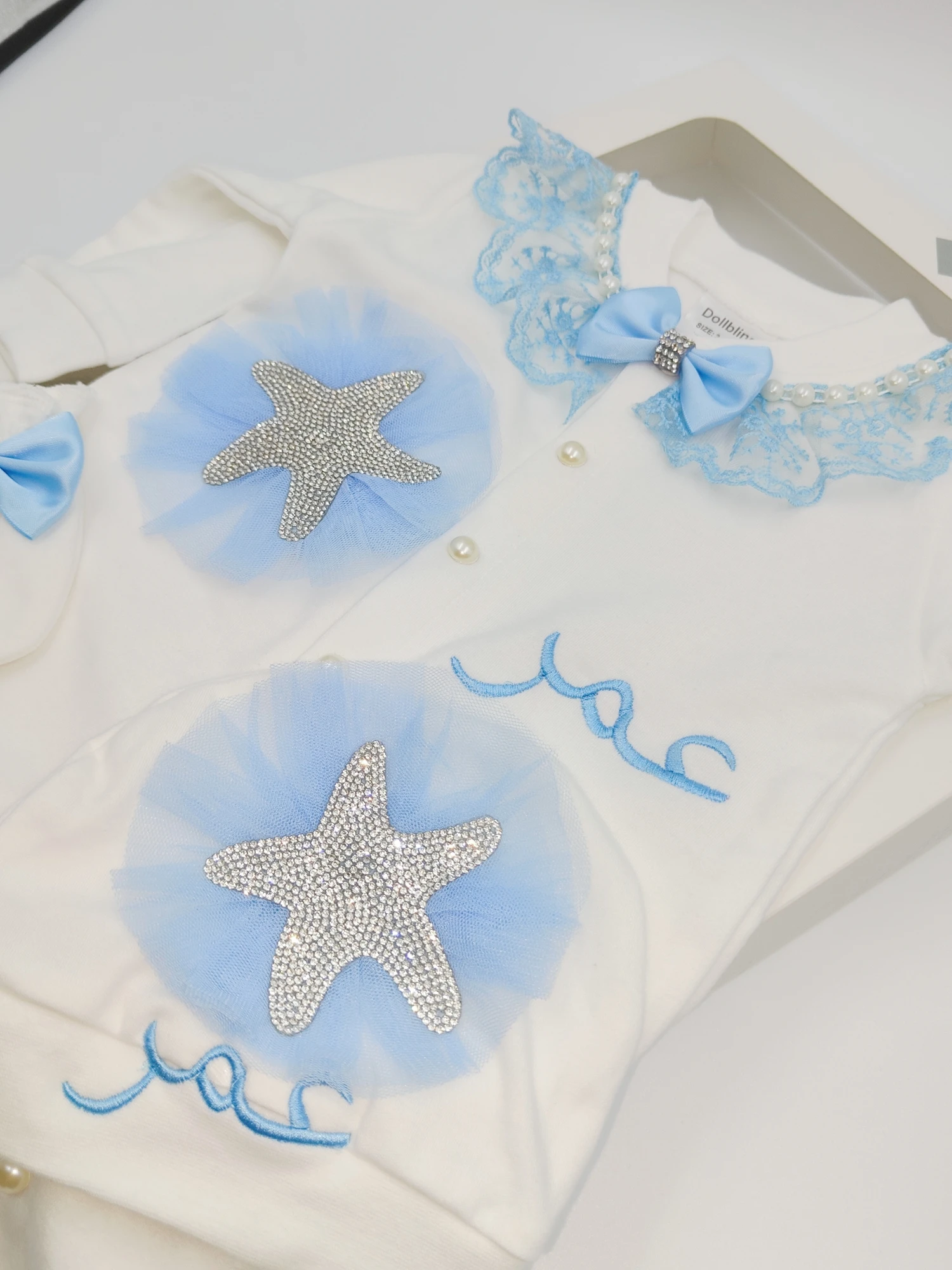 Diseño de Turquía anuncio de embarazo bienvenida a casa bebé joyería Unisex corona Bling Ocean Star mameluco traje Onesie 3 unids/set - imagen 3