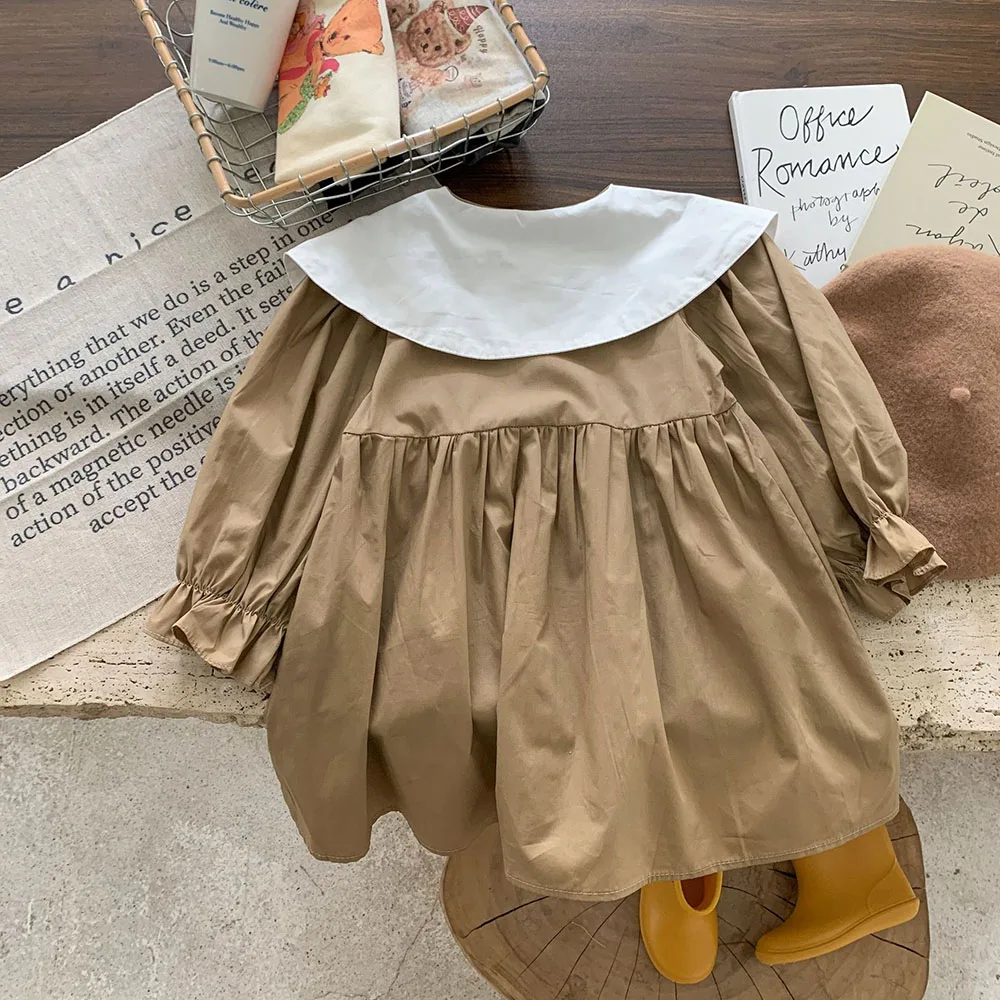 MILANCEL, vestido de primavera y otoño para niñas de 2 a 7 años, vestido de princesa con cuello Peter Pan para niños, ropa de estilo coreano para niños, traje para niñas - imagen 3