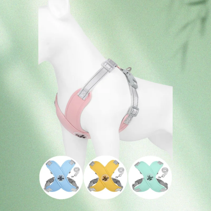 Correa para perro, chaleco, correa para el pecho, transportador de pecho reflectante y transpirable, cuerda de tracción trasera para mascotas, correa para perros para exteriores - imagen 5