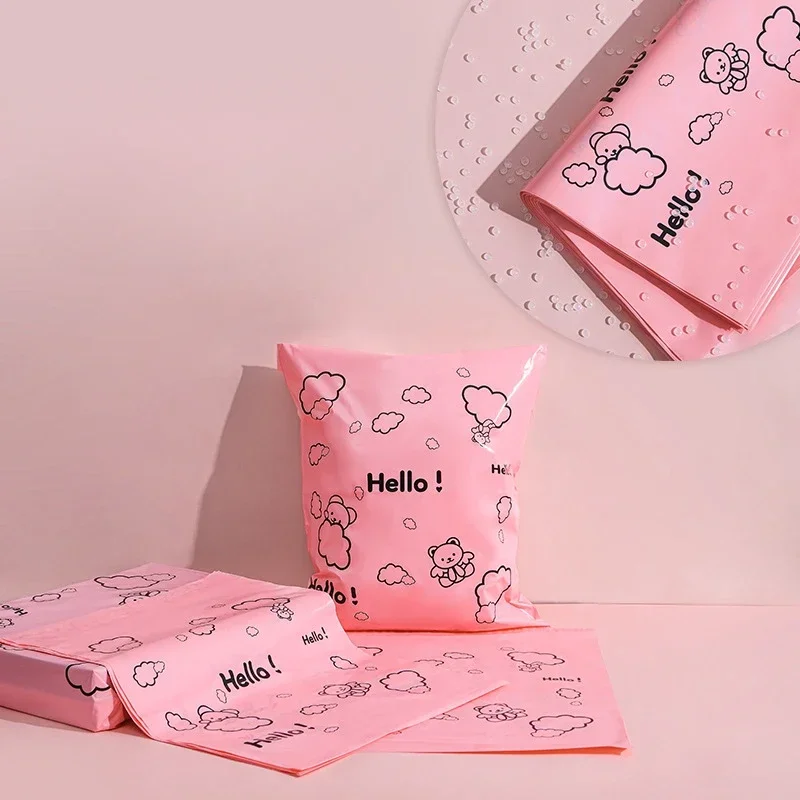 Bolsa de regalo de mensajería de osito pequeño, bolsa de correo exprés, bolsas de embalaje de envío para tienda, paquete de ropa autosellado, 10 Uds. - imagen 2