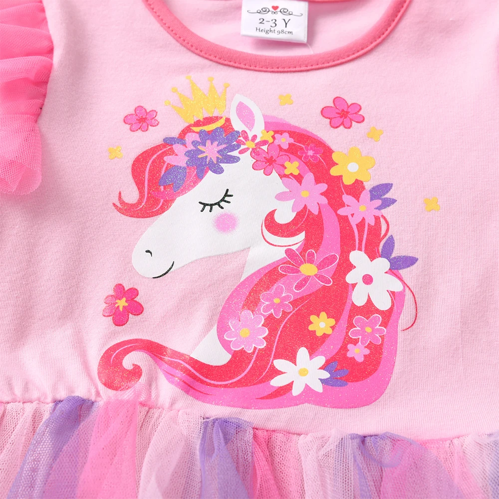 Vestido unicornio floral DXTON para niña princesa