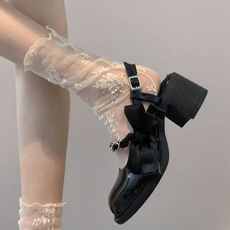 Calcetines Lolita de encaje para niñas – Blanco y negro verano - imagen 4