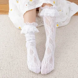Calcetines largos con volantes de encaje fino estilo Lolita