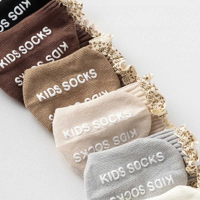 Calcetines de bebé con borde de volantes, calcetines largos para niñas recién nacidas, calcetines antideslizantes para niños pequeños, accesorios para bebés - imagen 4