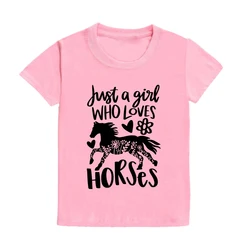 Camiseta manga corta para niña verano con diseño de caballos