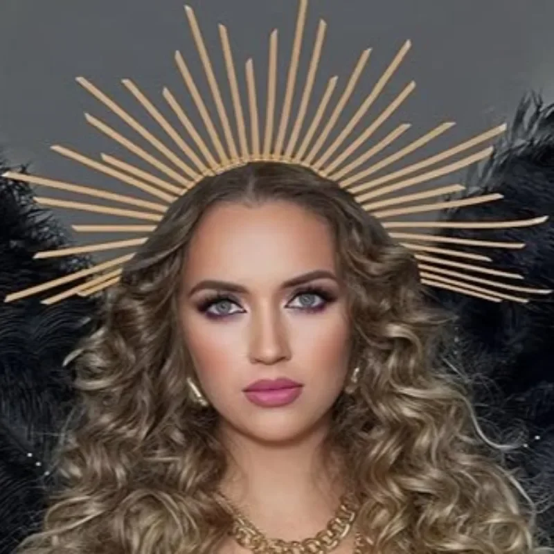 Corona Halo con pinchos dorados Sunburst para tocado de fiesta - imagen 4