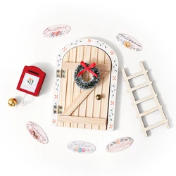 Decoraciones de madera para casa de muñecas, Mini puerta de elfo de hadas para el hogar, decoración de pared para habitación de bebé, adornos artesanales, caja de dientes conmemorativa, regalo para bebé