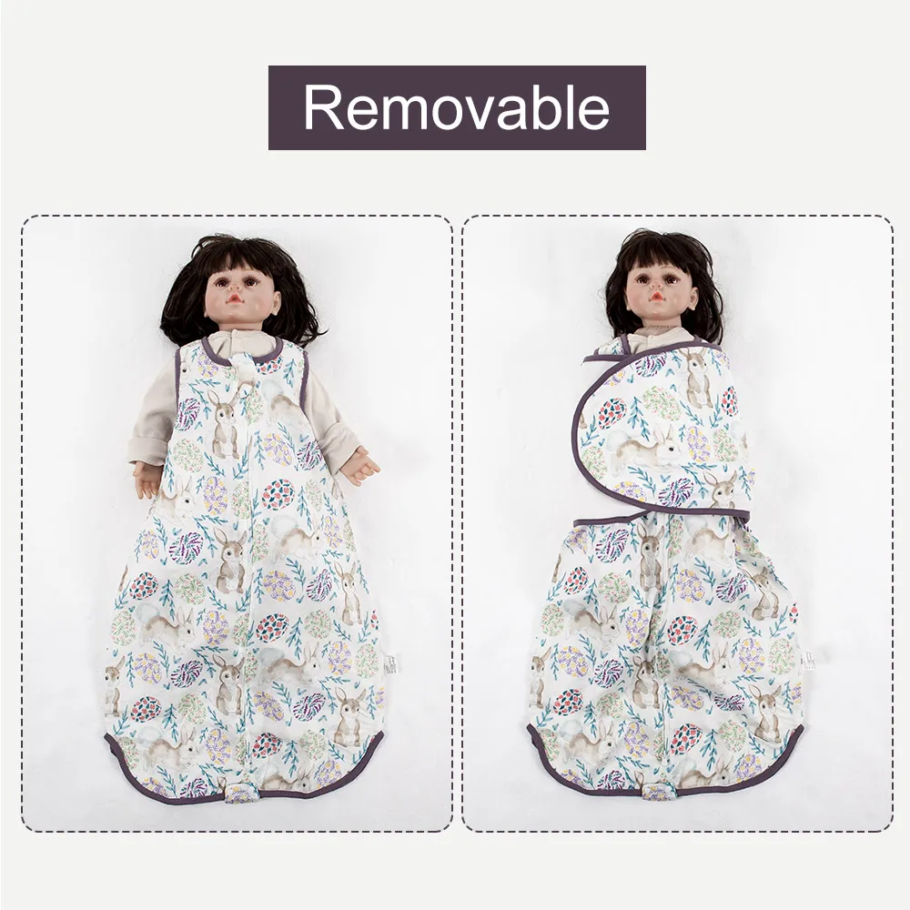 Saco de dormir de bambú para bebé de 0 a 18 meses, saco de dormir con envoltura extraíble, transpirable, sin mangas, manta usable, 1tog - imagen 3