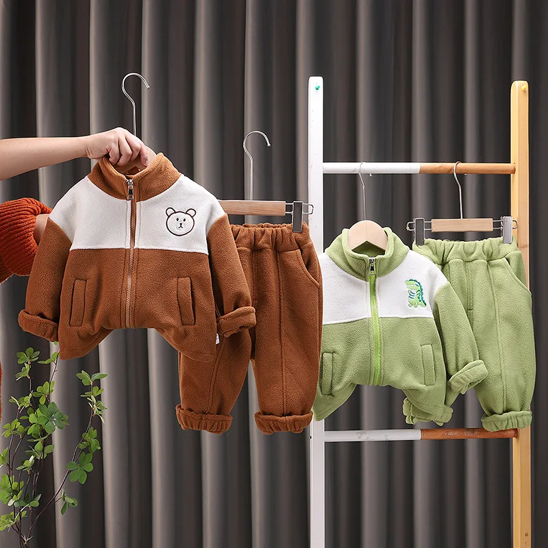 Nueva ropa de Otoño Invierno para bebés, chaqueta gruesa para niñas, pantalones, 2 unids/set, disfraz para niños, ropa para niños, chándales infantiles