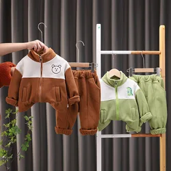 Nueva ropa de Otoño Invierno para bebés, chaqueta gruesa para niñas, pantalones, 2 unids/set, disfraz para niños, ropa para niños, chándales infantiles