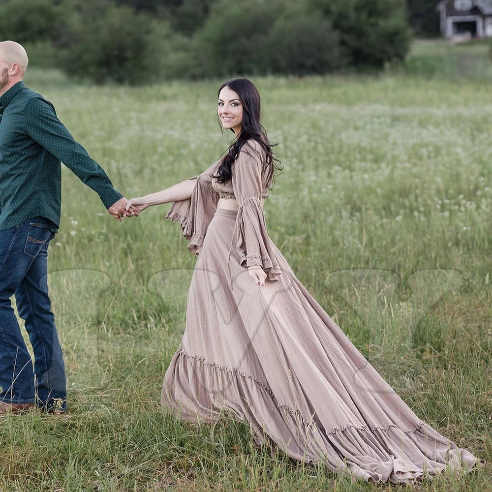 Vestido de maternidad bohemio de lino y algodón con cuello en V - imagen 2